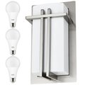 Sunlite Square Wall Sconce Lght, E26, 9W LED 60W Equiv 3000K A19 Bulb, Indoor, Opal Shade, Matte Blk, 3PK 40255-NS